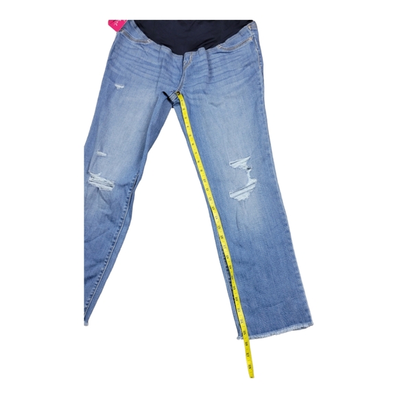 NEW Isabel maternity High Rise Over Belly Cropped Distressed Straight Jeans Sz 2 - Picture 4 of 11